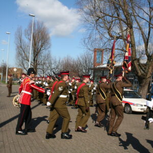 The Royal Anglian Regiment exercised its right to the Freedom of the City with a parade in Grimsby on Thursday, 22 November, 2007. The soldiers were given a heroes' welcome after returning from a six-month operational tour in Helmand Province, Afghanistan, which involved intense fighting. The Freedom of the City honour grants the regiment the privilege of marching through the city 