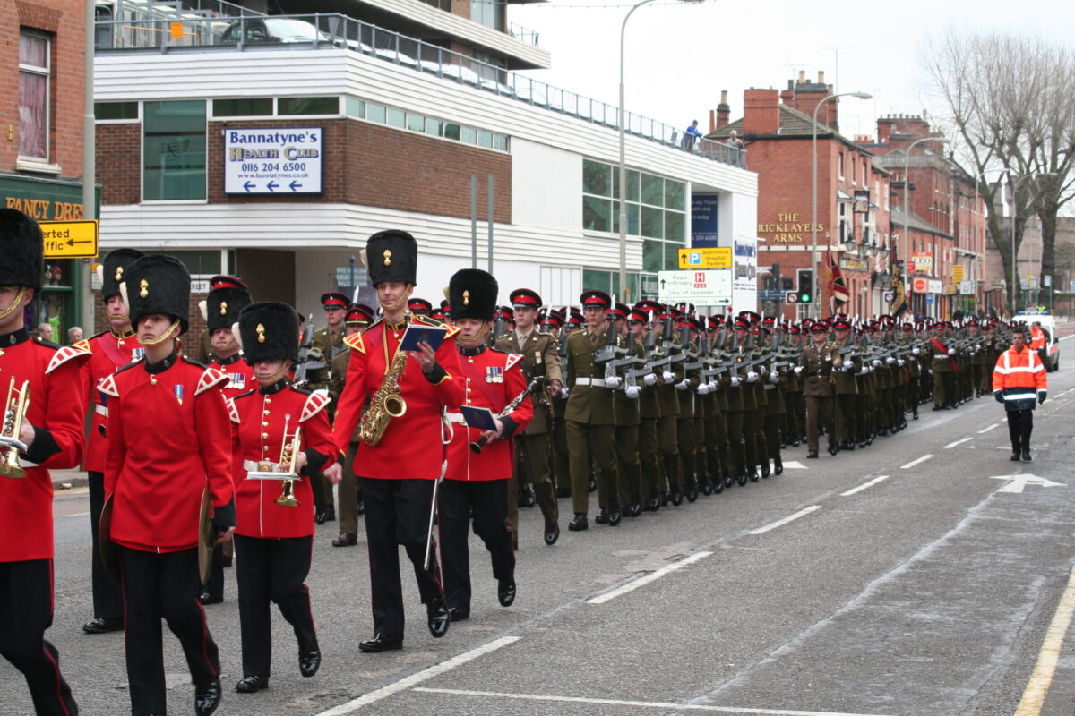 Freedom of Leicester and homecoming parade in 2007 for the 1st Battalion, Royal Anglian Regiment. Freedom of Leicester and homecoming parade in 2007 for the 1st Battalion, Royal Anglian Regiment.