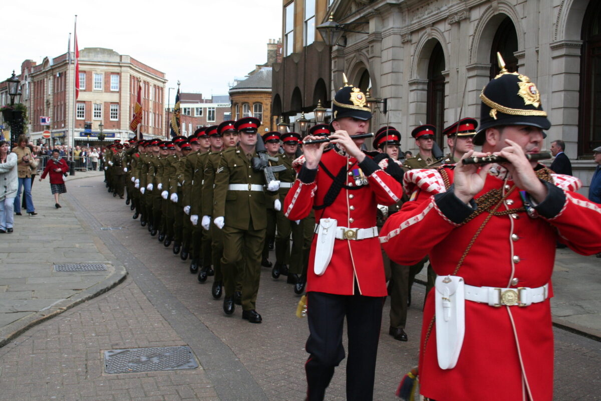 Northampton parade for the Royal Anglian Regiment. Northampton parade for the Royal Anglian Regiment.