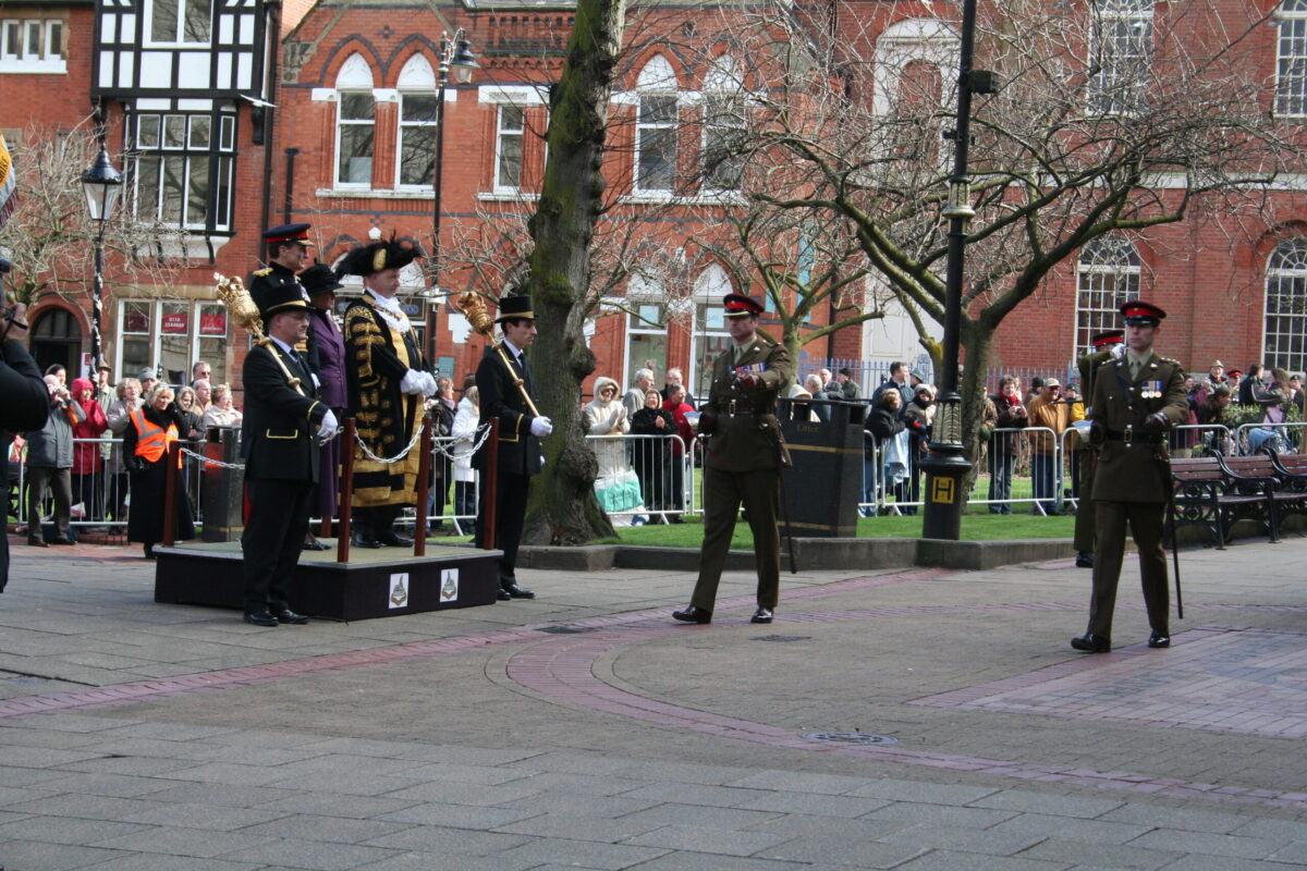 Freedom of Leicester and homecoming parade in 2007 for the 1st Battalion, Royal Anglian Regiment. Freedom of Leicester and homecoming parade in 2007 for the 1st Battalion, Royal Anglian Regiment.