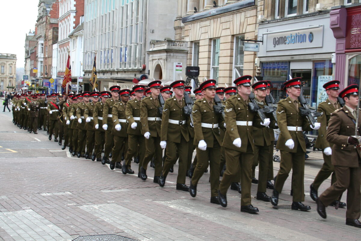 Northampton parade for the Royal Anglian Regiment. Northampton parade for the Royal Anglian Regiment.