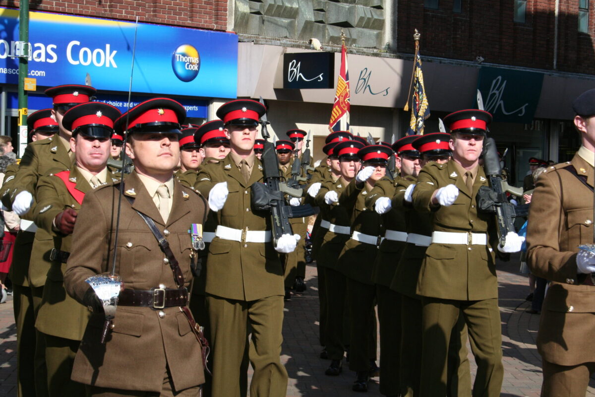 The Royal Anglian Regiment exercised its right to the Freedom of the City with a parade in Grimsby on Thursday, 22 November, 2007. The soldiers were given a heroes' welcome after returning from a six-month operational tour in Helmand Province, Afghanistan, which involved intense fighting. The Freedom of the City honour grants the regiment the privilege of marching through the city 