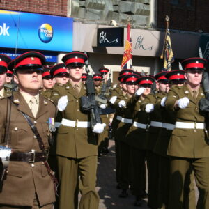 The Royal Anglian Regiment exercised its right to the Freedom of the City with a parade in Grimsby on Thursday, 22 November, 2007. The soldiers were given a heroes' welcome after returning from a six-month operational tour in Helmand Province, Afghanistan, which involved intense fighting. The Freedom of the City honour grants the regiment the privilege of marching through the city 