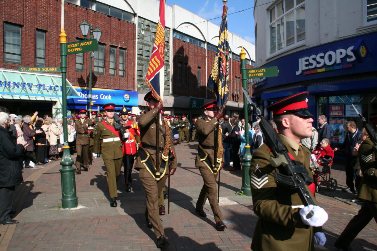 The Royal Anglian Regiment exercised its right to the Freedom of the City with a parade in Grimsby on Thursday, 22 November, 2007. The soldiers were given a heroes' welcome after returning from a six-month operational tour in Helmand Province, Afghanistan, which involved intense fighting. The Freedom of the City honour grants the regiment the privilege of marching through the city 