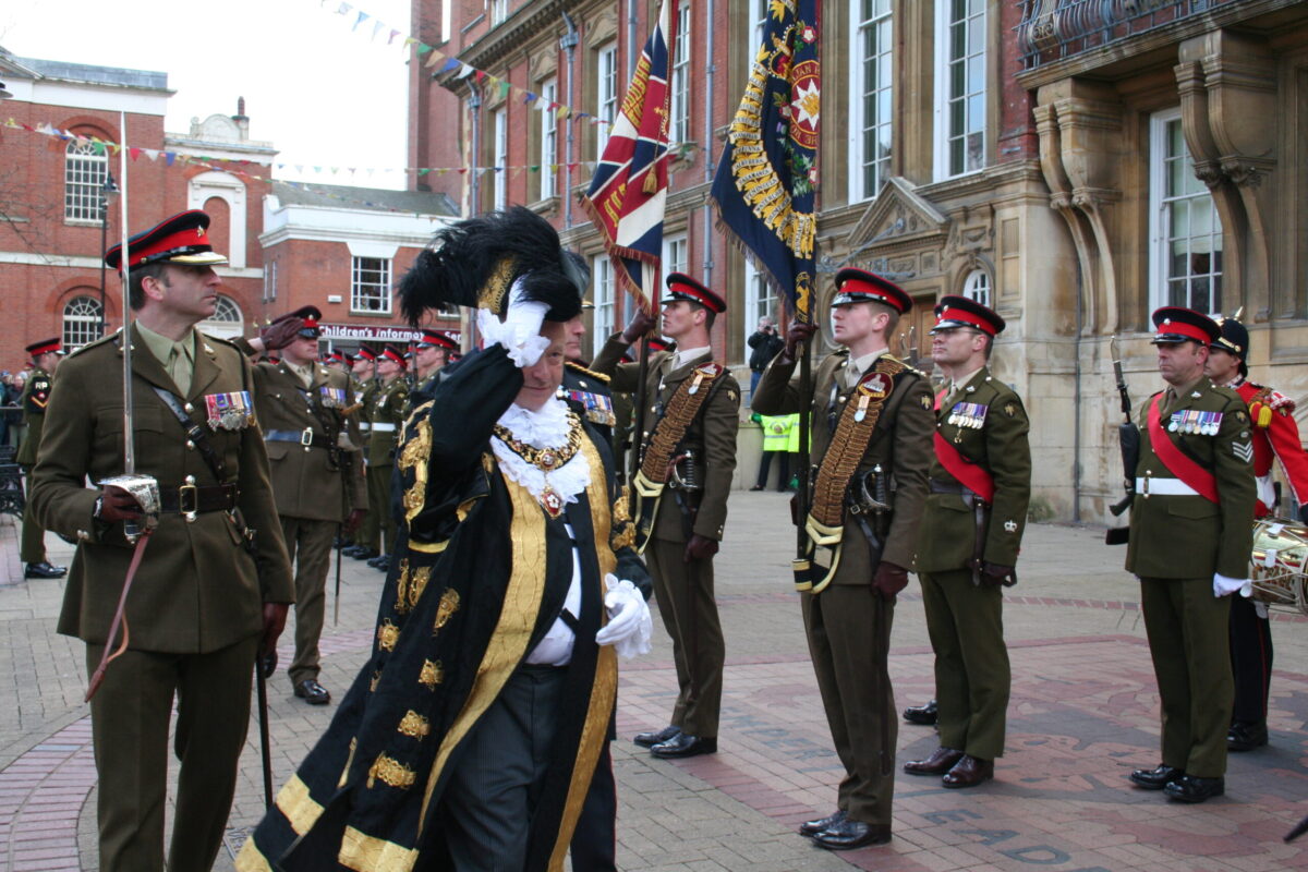 Freedom of Leicester and homecoming parade in 2007 for the 1st Battalion, Royal Anglian Regiment. Freedom of Leicester and homecoming parade in 2007 for the 1st Battalion, Royal Anglian Regiment.