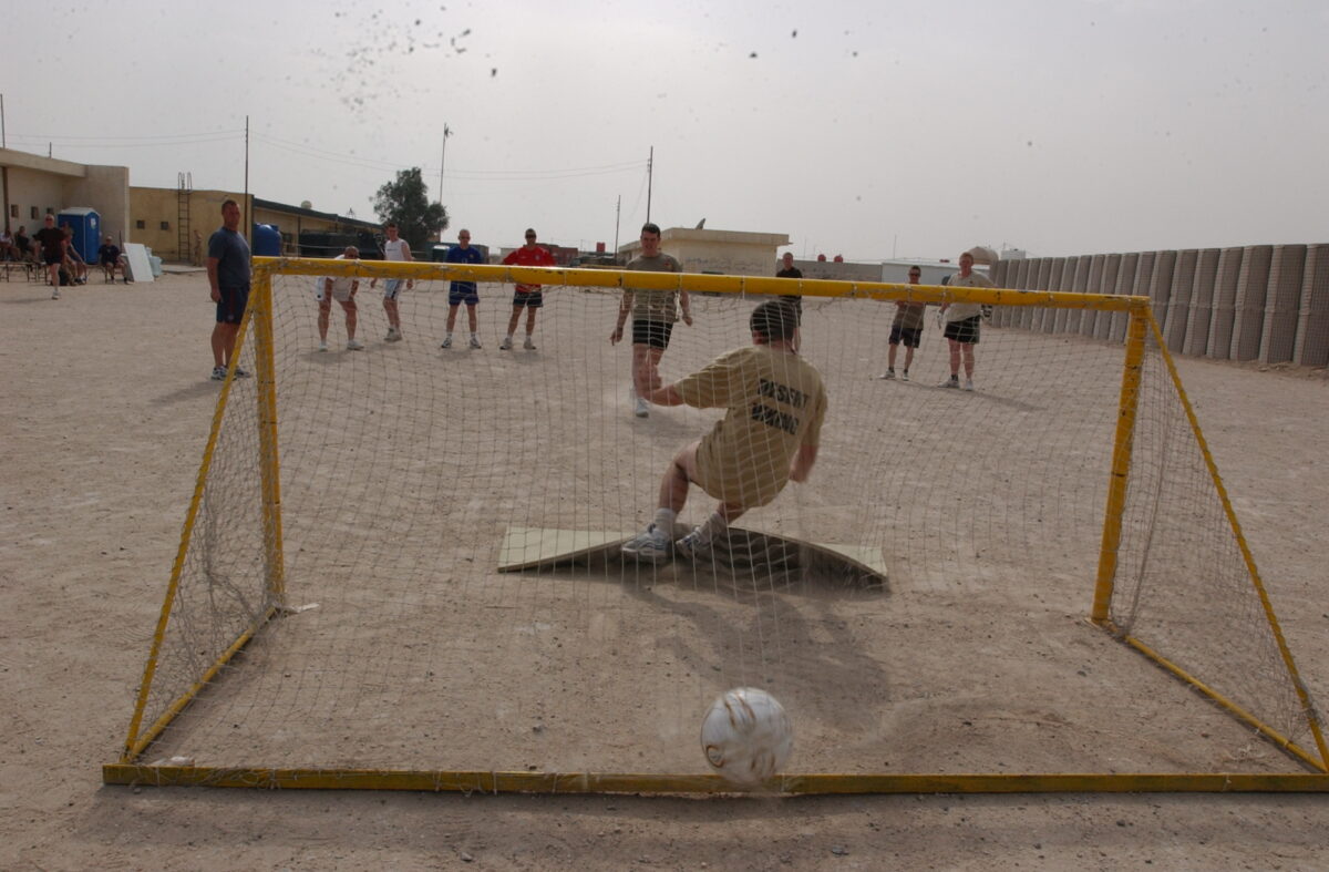 Operation TELIC 6 in 2005. 1st Battalion, Royal Anglian Regiment. B Company & ISF Football Competition.
