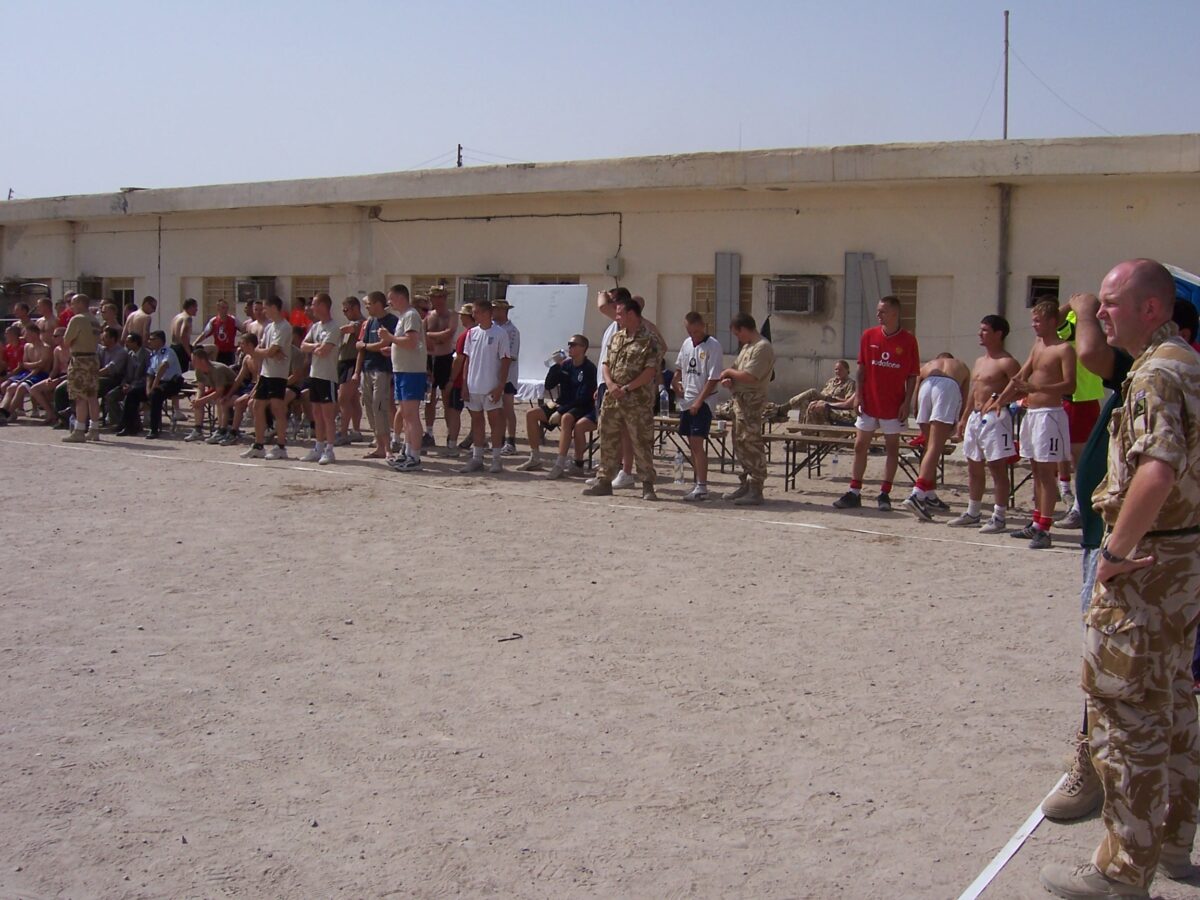 Operation TELIC 6 in 2005. 1st Battalion, Royal Anglian Regiment. B Company & ISF Football Competition.