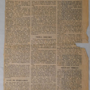 Army forced to fill void in Aden article 8 September 1967