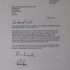 Letter on research on Aden