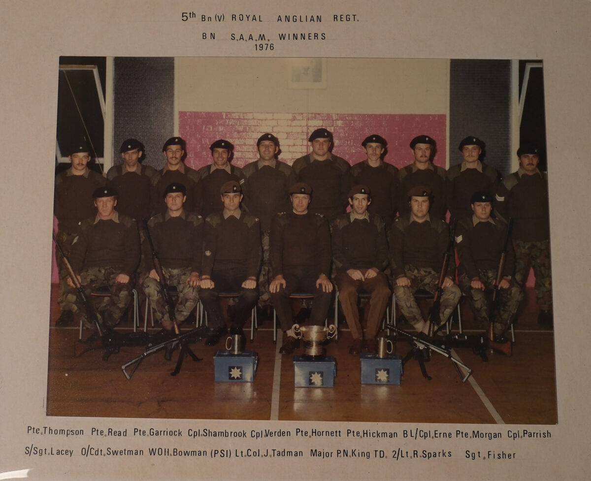 No.5 Company, 5th (V) Battalion Royal Anglian Regiment. Eastern District SAAM Winners 1976