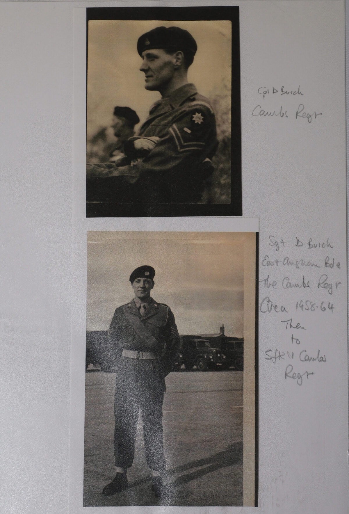 Sgt D Burch  Cambridgeshire Regiment and East Anglian Regiment 1958-64