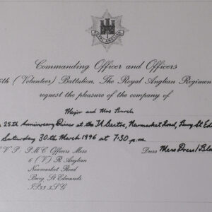 6th (V) Battalion Royal ANgllian Regiment invite 1996