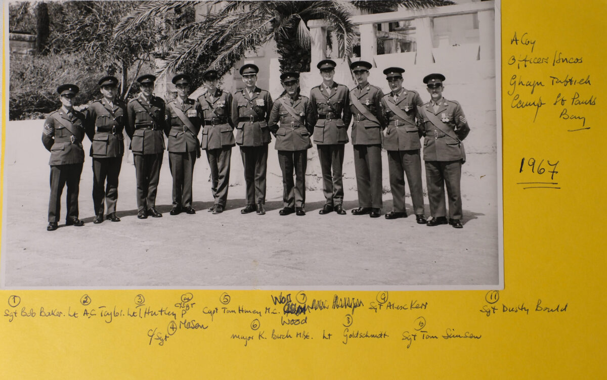 4th Battalion Royal Anglian Regiment A Company Officers and SNCOs in 1967.