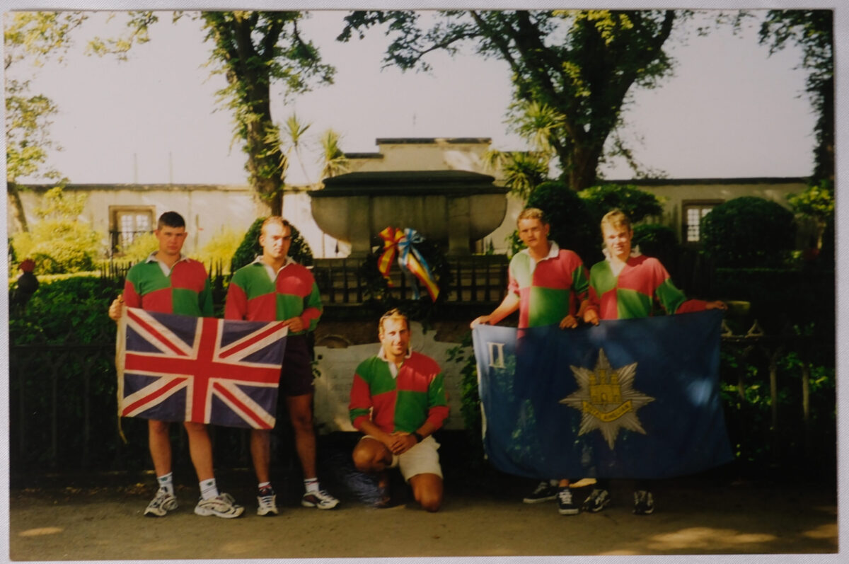 At the tomb of Sir John Moore in Corunna, Spain.