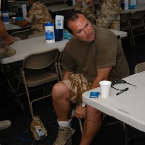 Operation TELIC 6 in 2005. 1st Battalion, Royal Anglian Regiment. Razor Ruddock visits the troops.