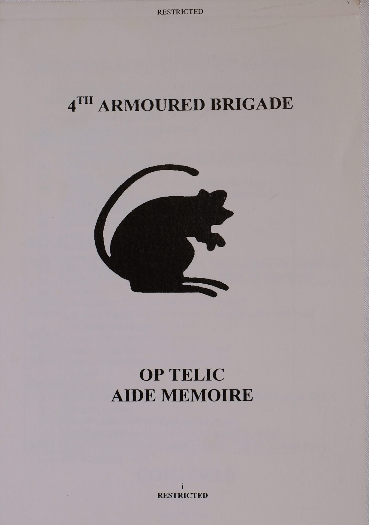 4th Armoured Brigade Op TELIC Aide Memoire