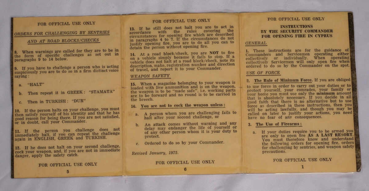 Order for Military Personnel in Cyprus