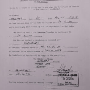 Transfer to Regular Army Form 9 Jul 1970