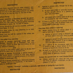 Instructions by the Director of Operations for opening fire in Northern Ireland