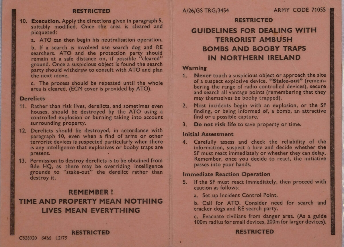 Guidelines for dealing with Terrorist action in Northern Ireland