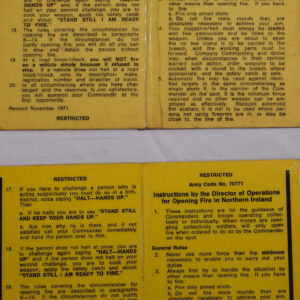 Northern Ireland instructions for opening fire.