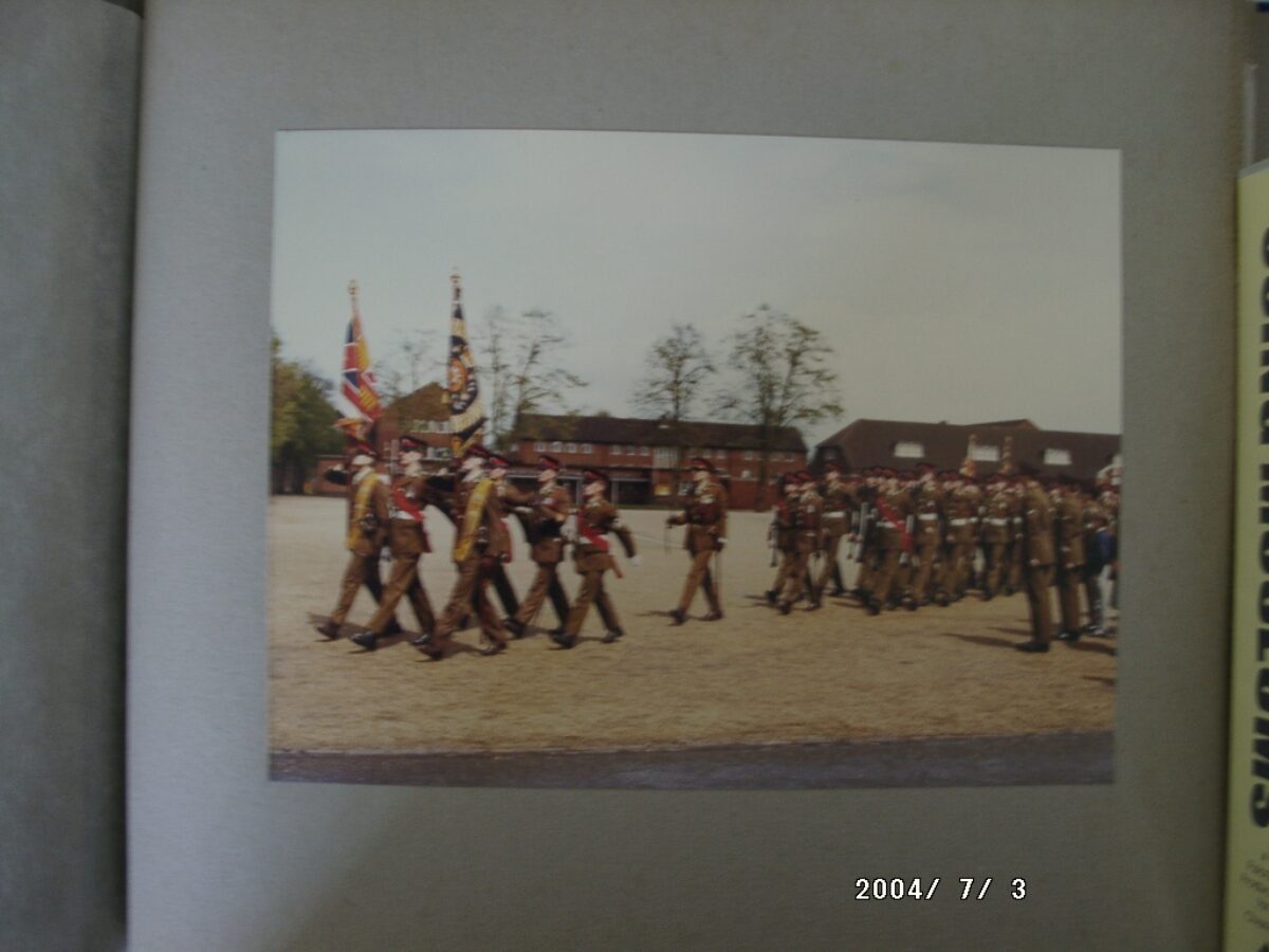 On 12 July 1974, Queen Elizabeth The Queen Mother presented new Colours to the 1st, 2nd, 3rd, and 5th (Volunteer) Battalions of the Royal Anglian Regiment at Tidworth Garrison.