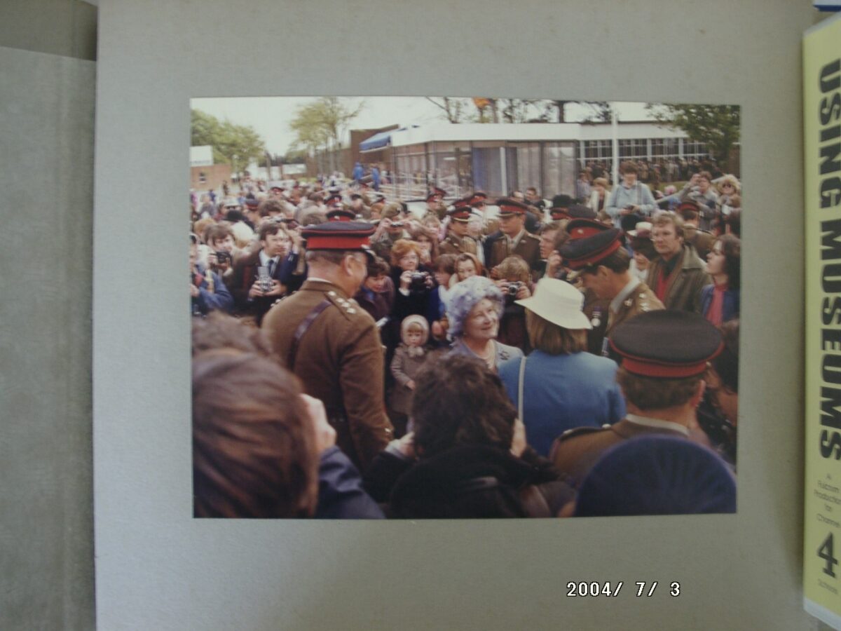 On 12 July 1974, Queen Elizabeth The Queen Mother presented new Colours to the 1st, 2nd, 3rd, and 5th (Volunteer) Battalions of the Royal Anglian Regiment at Tidworth Garrison.