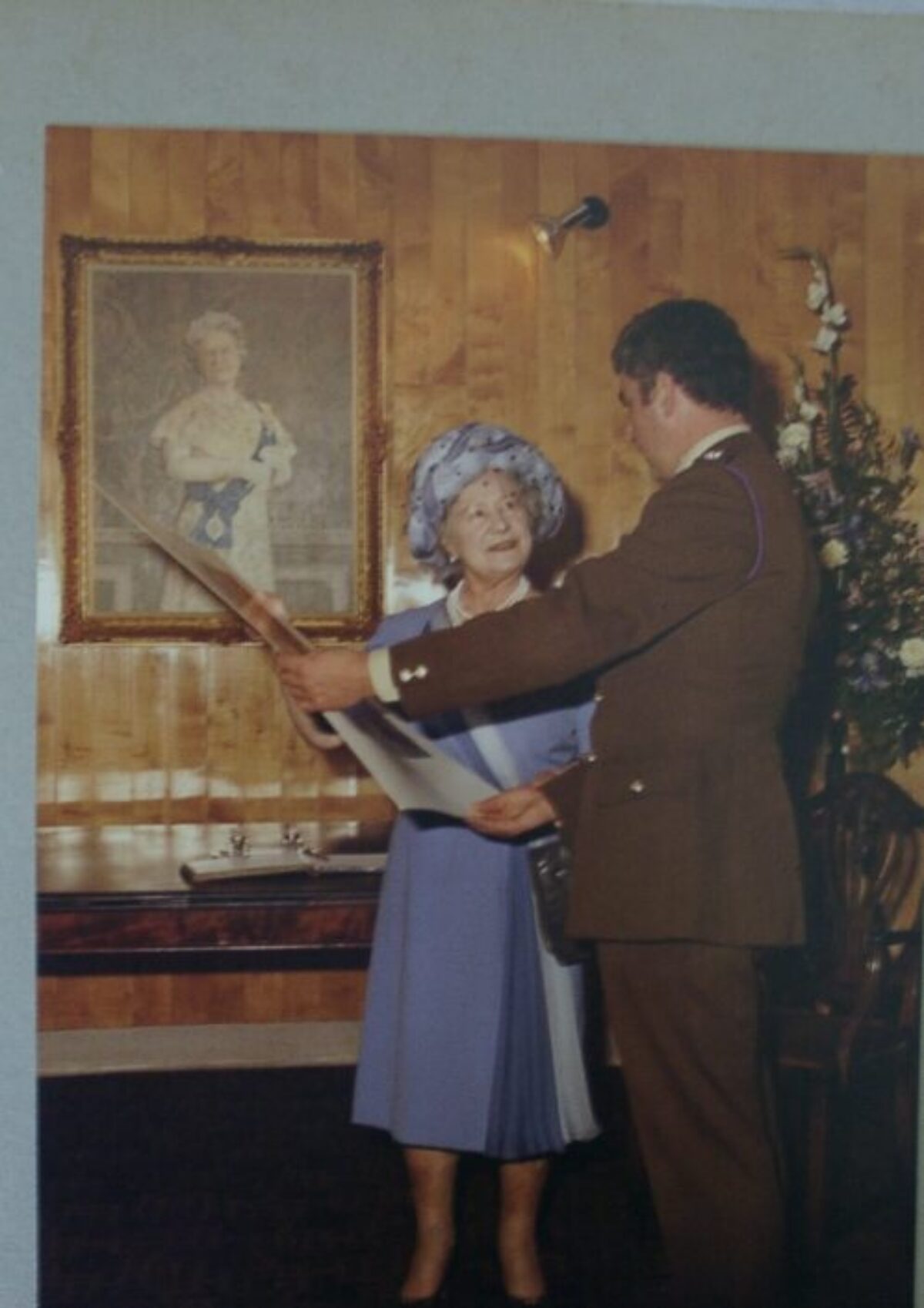 On 12 July 1974, Queen Elizabeth The Queen Mother presented new Colours to the 1st, 2nd, 3rd, and 5th (Volunteer) Battalions of the Royal Anglian Regiment at Tidworth Garrison. On 12 July 1974, Queen Elizabeth The Queen Mother presented new Colours to the 1st, 2nd, 3rd, and 5th (Volunteer) Battalions of the Royal Anglian Regiment at Tidworth Garrison.