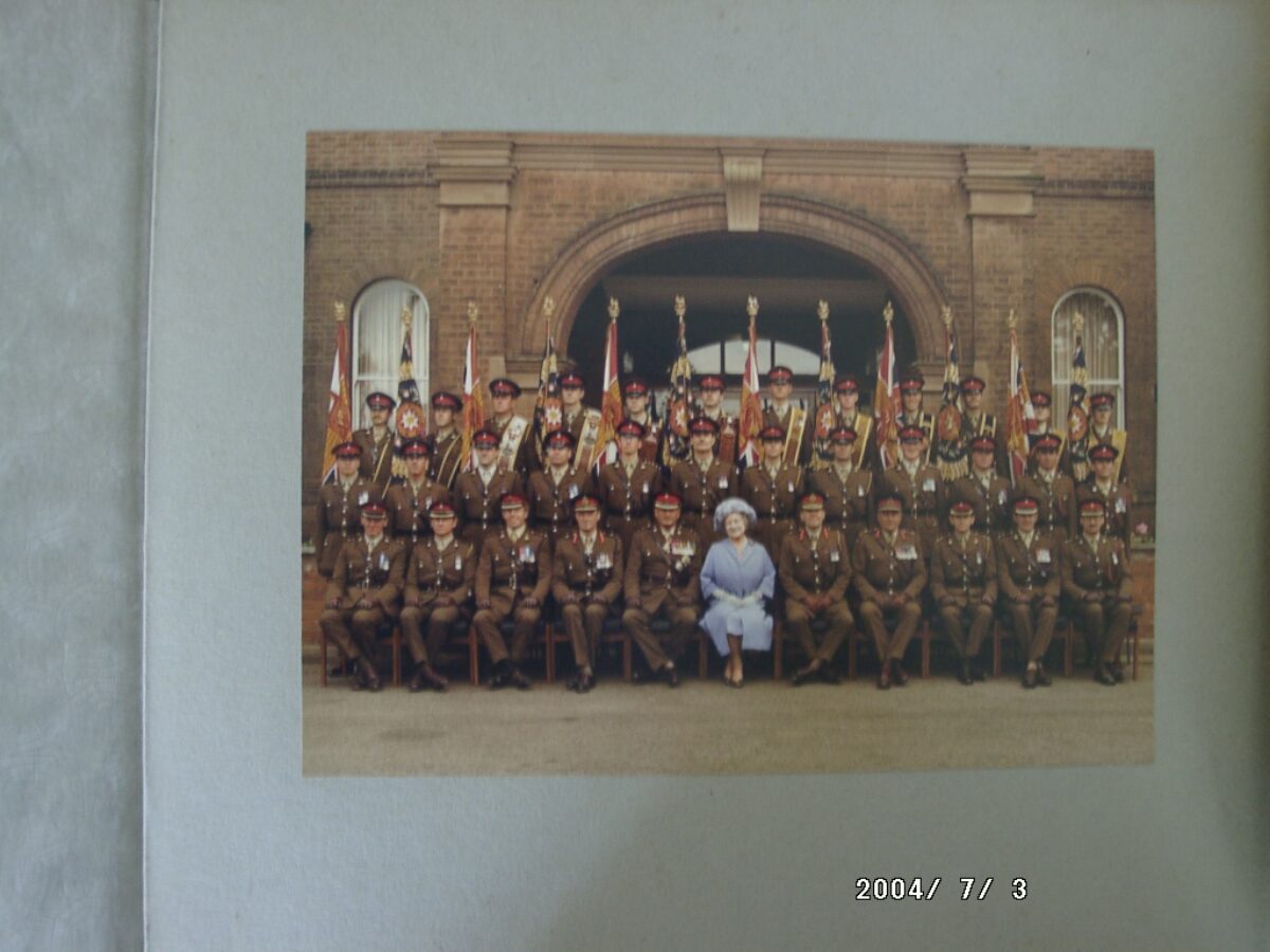 On 12 July 1974, Queen Elizabeth The Queen Mother presented new Colours to the 1st, 2nd, 3rd, and 5th (Volunteer) Battalions of the Royal Anglian Regiment at Tidworth Garrison.