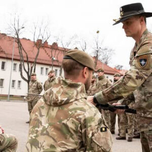 The Order of St George was presented to Colour Sergeant Max Mander and Captain Ant Stratton whilst deployed on Op CABRIT (P) 18. Presented by Lieutenant Colonel Nimmons, the Commander of the 3-8 WARHORSE Battlegroup