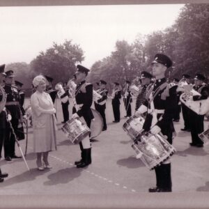 During her visit to Hertford on June 18, 1969, Queen Elizabeth The Queen Mother inspected the 5th (Volunteer) Battalion, The Royal Anglian Regiment. This battalion was heavily associated with the local Bedfordshire and Hertfordshire Regiment territorial forces, for which she served as Colonel-in-Chief During her visit to Hertford on June 18, 1969, Queen Elizabeth The Queen Mother inspected the 5th (Volunteer) Battalion, The Royal Anglian Regiment. This battalion was heavily associated with the local Bedfordshire and Hertfordshire Regiment territorial forces, for which she served as Colonel-in-Chief