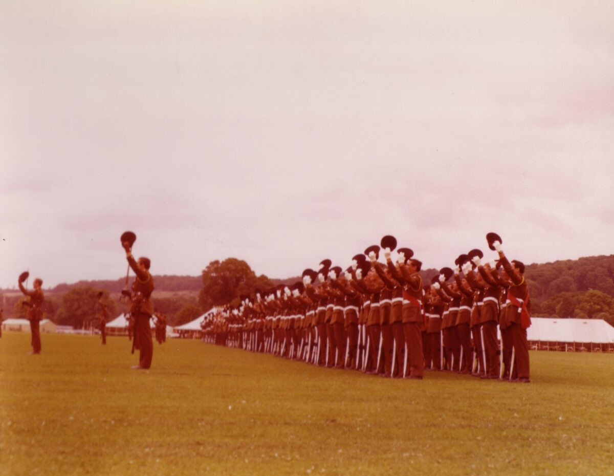 On 12 July 1974, Queen Elizabeth The Queen Mother presented new Colours to the 1st, 2nd, 3rd, and 5th (Volunteer) Battalions of the Royal Anglian Regiment at Tidworth Garrison. On 12 July 1974, Queen Elizabeth The Queen Mother presented new Colours to the 1st, 2nd, 3rd, and 5th (Volunteer) Battalions of the Royal Anglian Regiment at Tidworth Garrison.