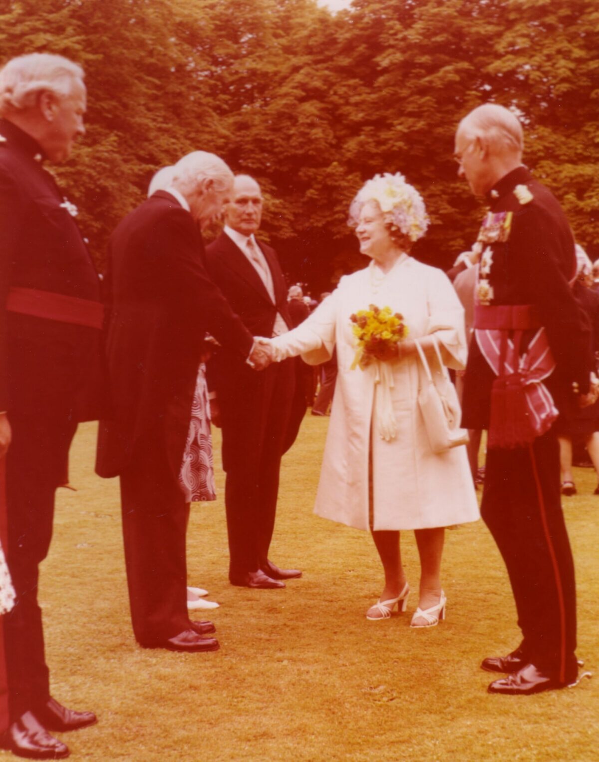 On 12 July 1974, Queen Elizabeth The Queen Mother presented new Colours to the 1st, 2nd, 3rd, and 5th (Volunteer) Battalions of the Royal Anglian Regiment at Tidworth Garrison.