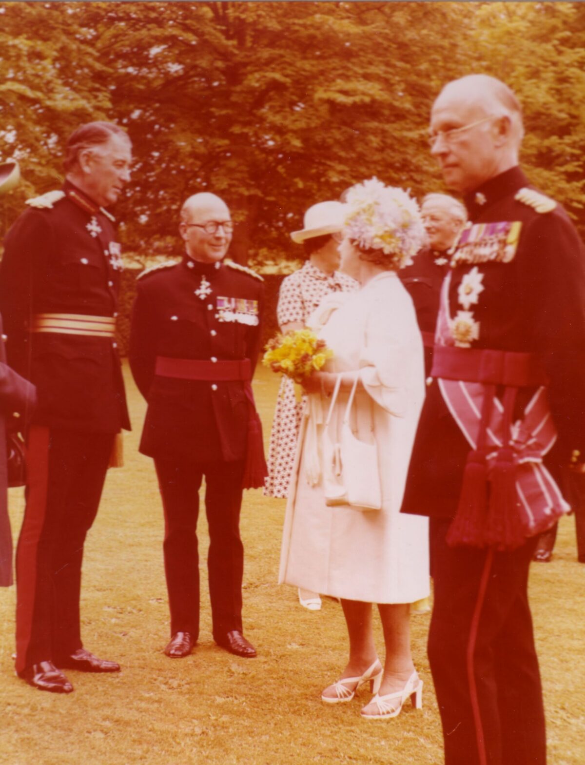 On 12 July 1974, Queen Elizabeth The Queen Mother presented new Colours to the 1st, 2nd, 3rd, and 5th (Volunteer) Battalions of the Royal Anglian Regiment at Tidworth Garrison.