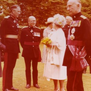 On 12 July 1974, Queen Elizabeth The Queen Mother presented new Colours to the 1st, 2nd, 3rd, and 5th (Volunteer) Battalions of the Royal Anglian Regiment at Tidworth Garrison.