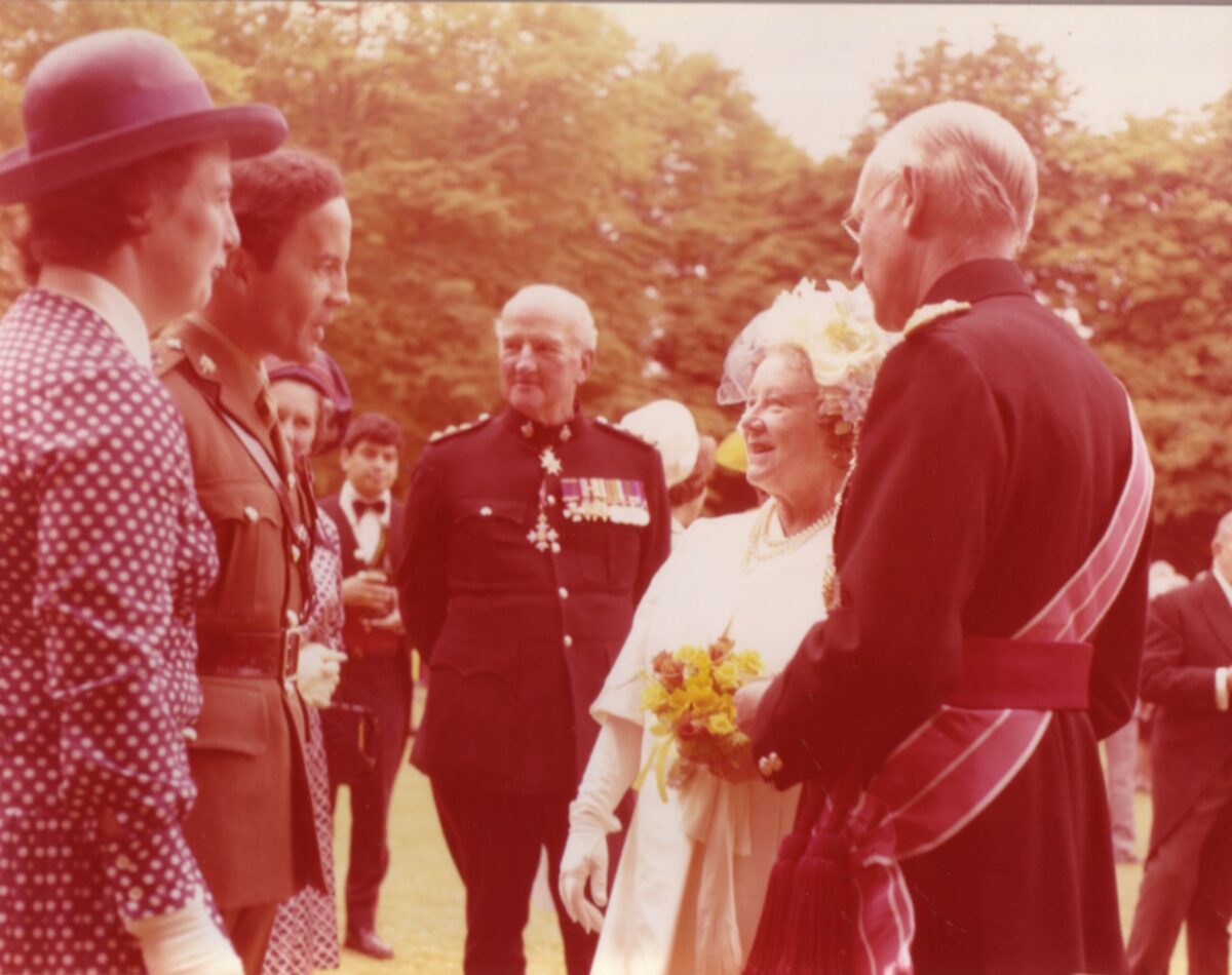 On 12 July 1974, Queen Elizabeth The Queen Mother presented new Colours to the 1st, 2nd, 3rd, and 5th (Volunteer) Battalions of the Royal Anglian Regiment at Tidworth Garrison.