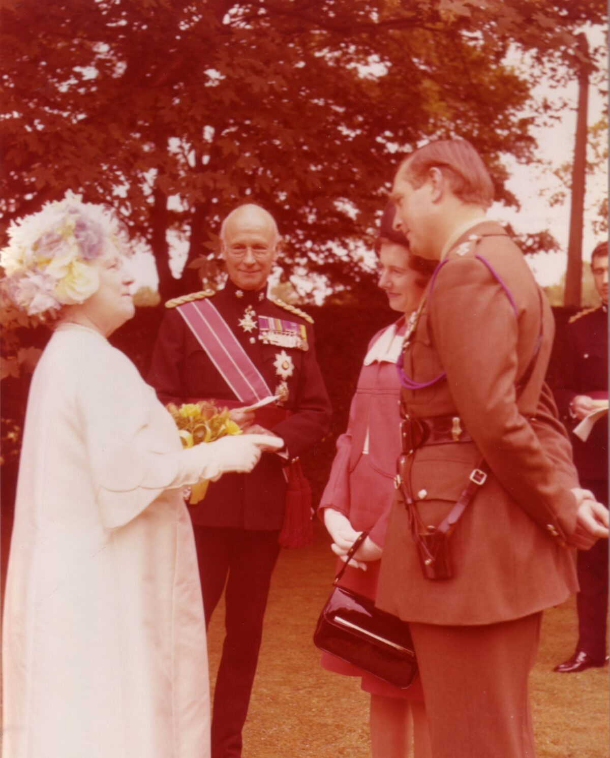 On 12 July 1974, Queen Elizabeth The Queen Mother presented new Colours to the 1st, 2nd, 3rd, and 5th (Volunteer) Battalions of the Royal Anglian Regiment at Tidworth Garrison. On 12 July 1974, Queen Elizabeth The Queen Mother presented new Colours to the 1st, 2nd, 3rd, and 5th (Volunteer) Battalions of the Royal Anglian Regiment at Tidworth Garrison.