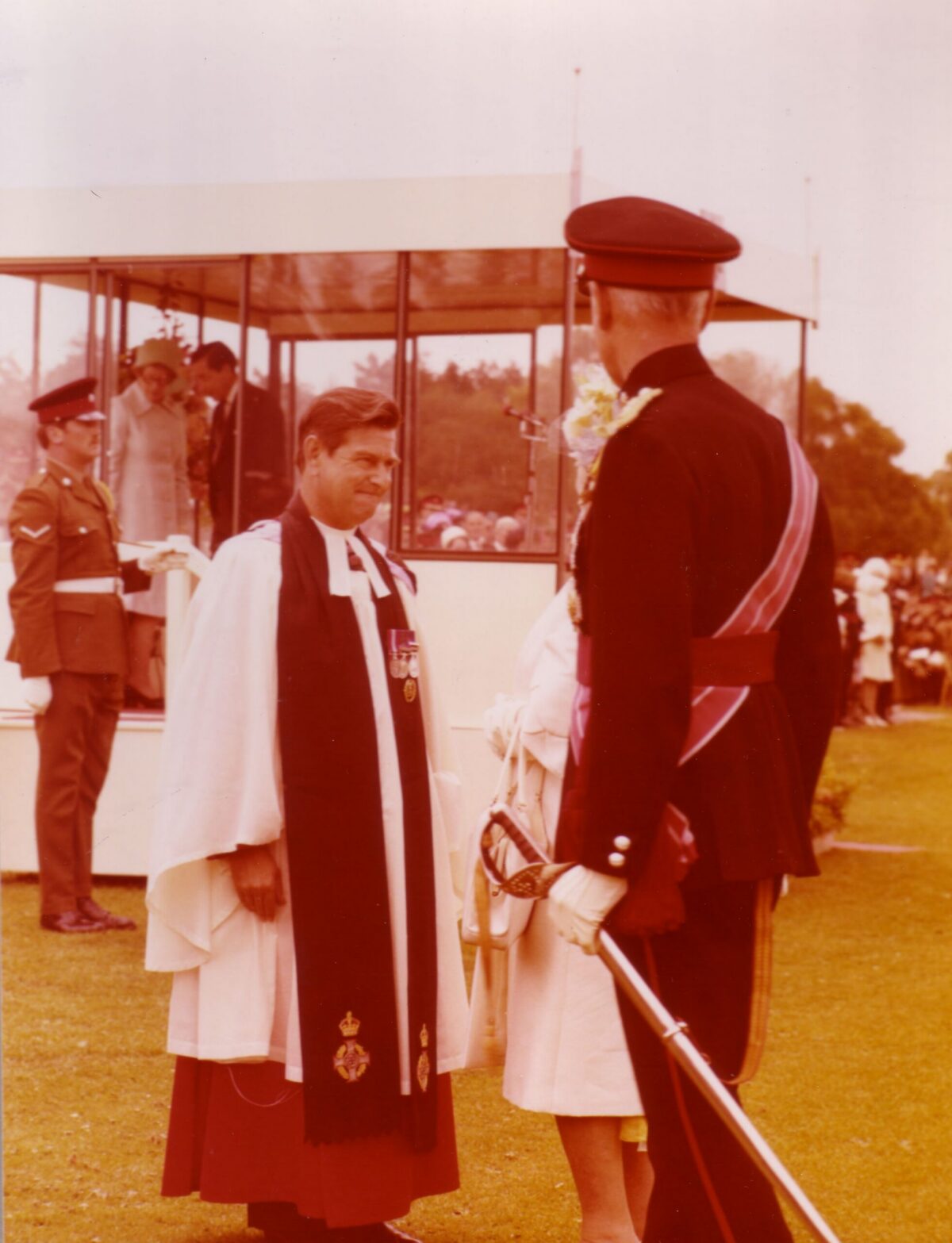 On 12 July 1974, Queen Elizabeth The Queen Mother presented new Colours to the 1st, 2nd, 3rd, and 5th (Volunteer) Battalions of the Royal Anglian Regiment at Tidworth Garrison.