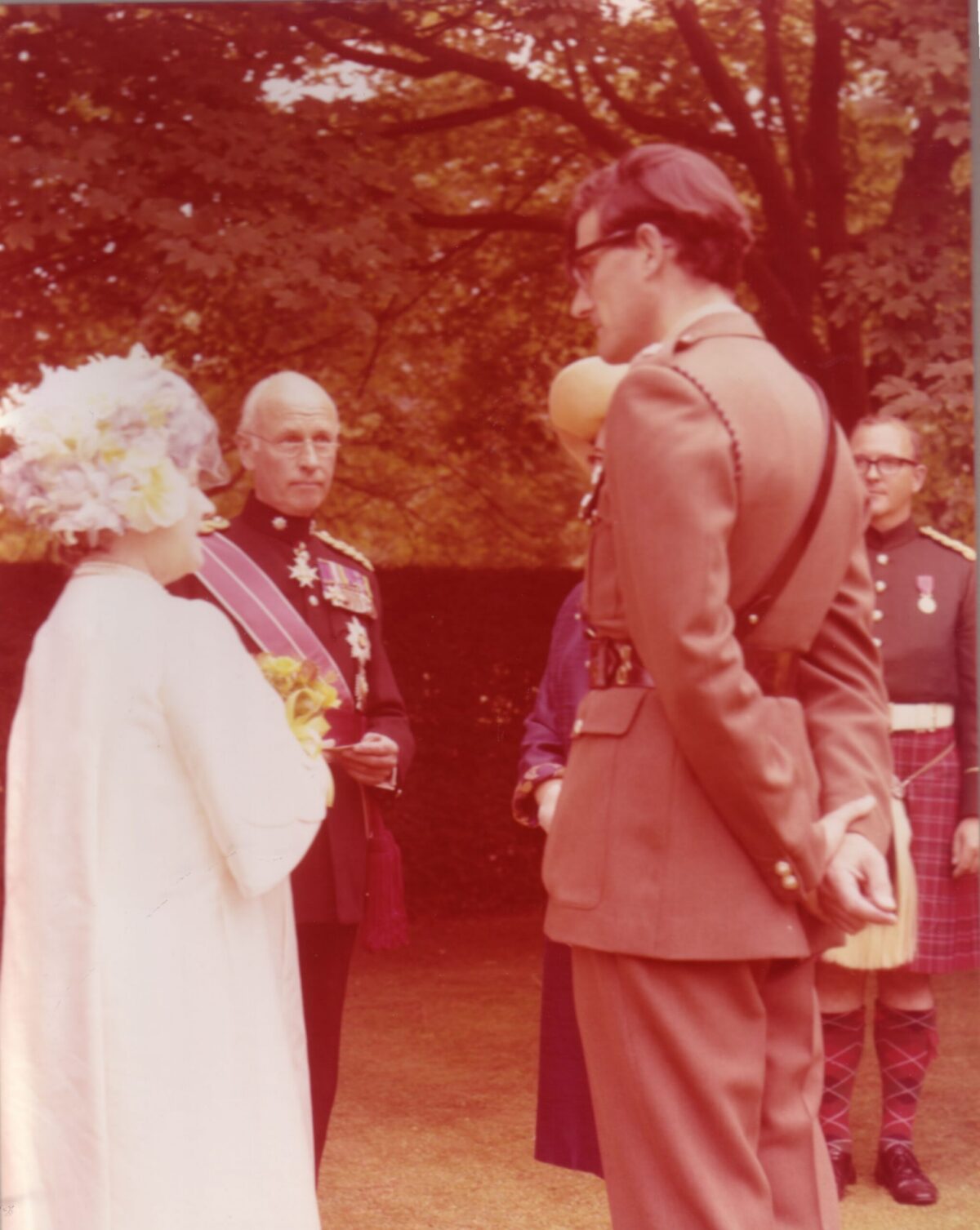 On 12 July 1974, Queen Elizabeth The Queen Mother presented new Colours to the 1st, 2nd, 3rd, and 5th (Volunteer) Battalions of the Royal Anglian Regiment at Tidworth Garrison.