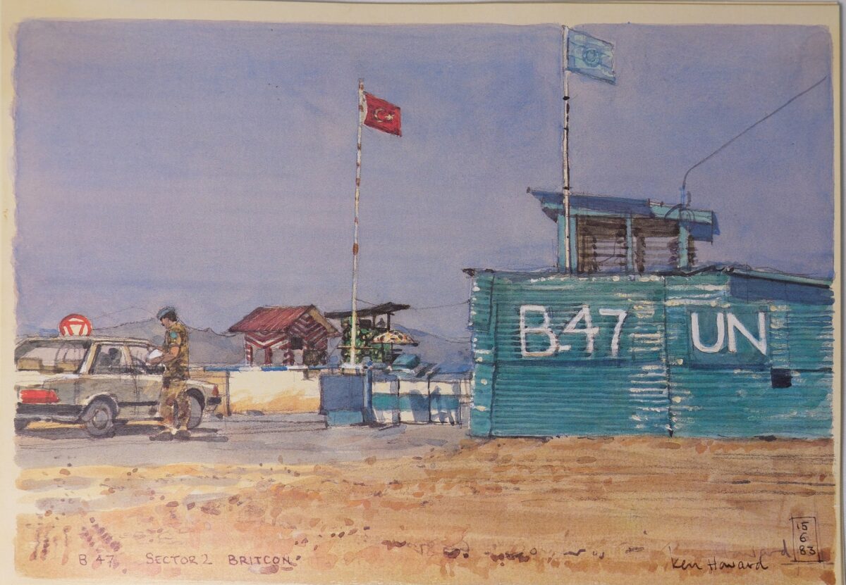 Royal Anglian Regiment Soldiers in Cyprus Sketch Book by Ken Howard