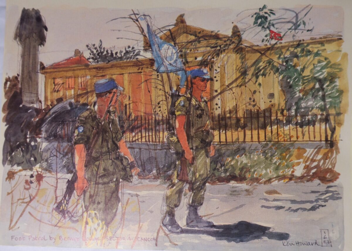 Royal Anglian Regiment Soldiers in Cyprus Sketch Book by Ken Howard