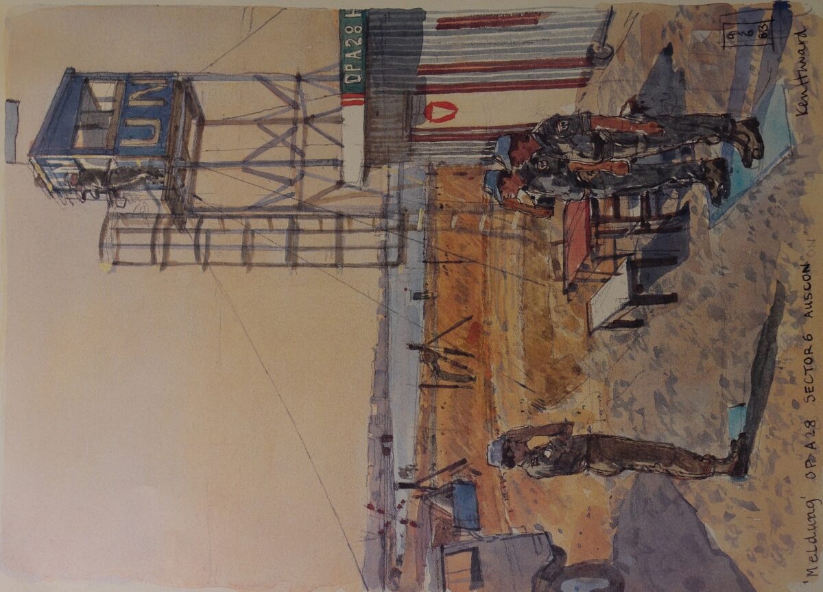 Royal Anglian Regiment Soldiers in Cyprus Sketch Book by Ken Howard