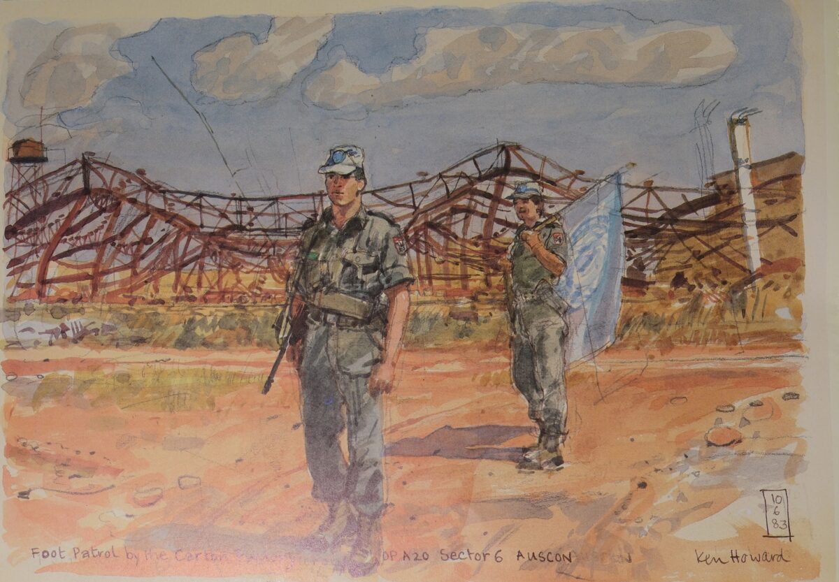 Royal Anglian Regiment Soldiers in Cyprus Sketch Book by Ken Howard