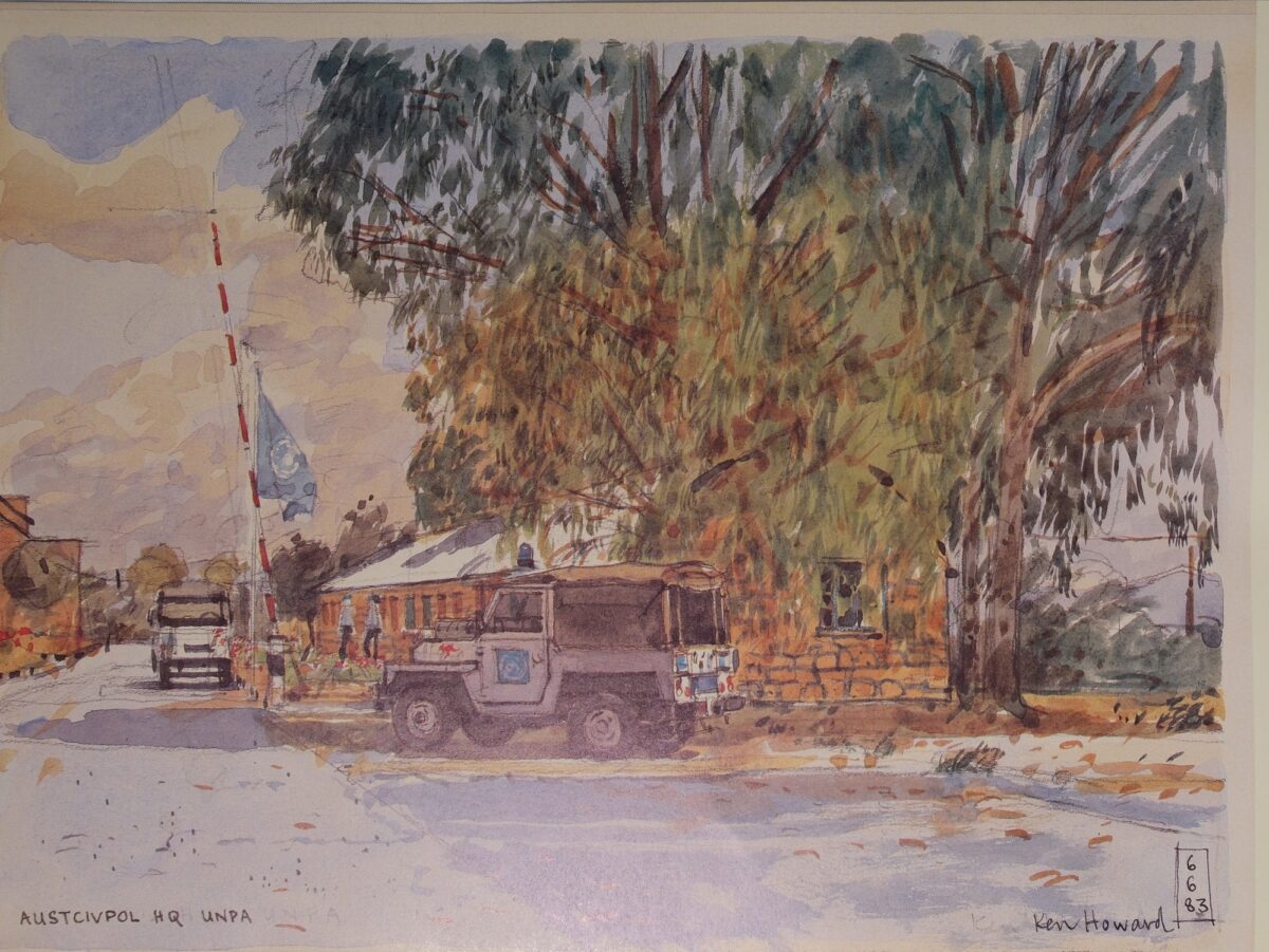 Royal Anglian Regiment Soldiers in Cyprus Sketch Book by Ken Howard