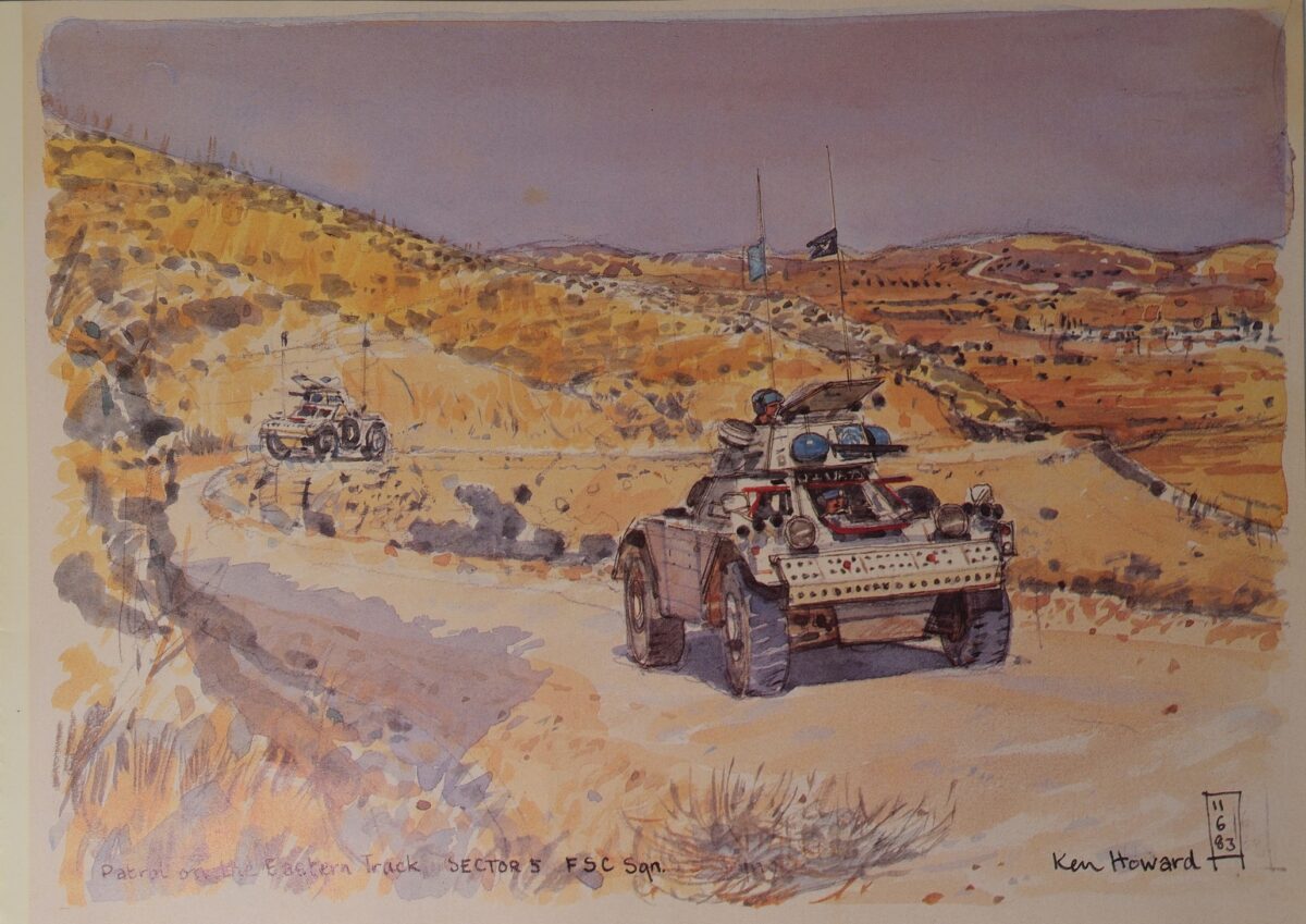 Royal Anglian Regiment Soldiers in Cyprus Sketch Book by Ken Howard