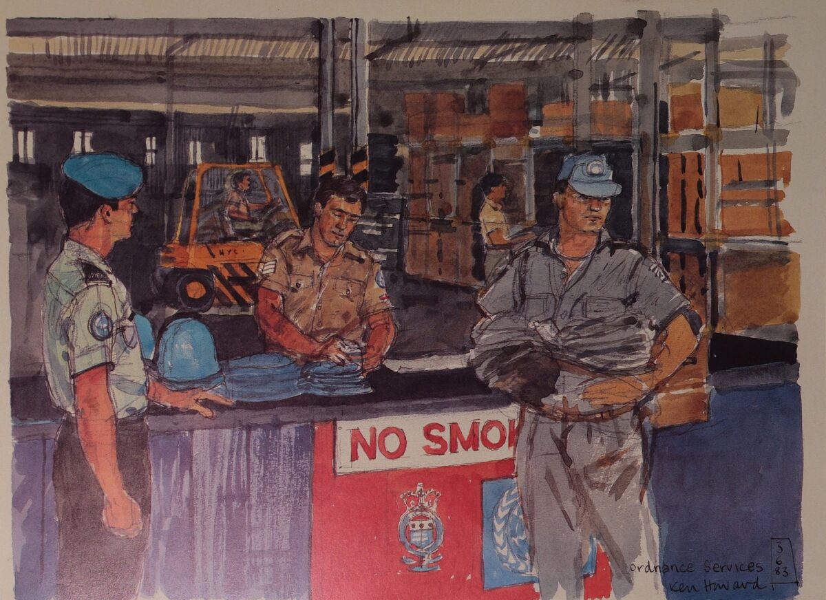 Royal Anglian Regiment Soldiers in Cyprus Sketch Book by Ken Howard