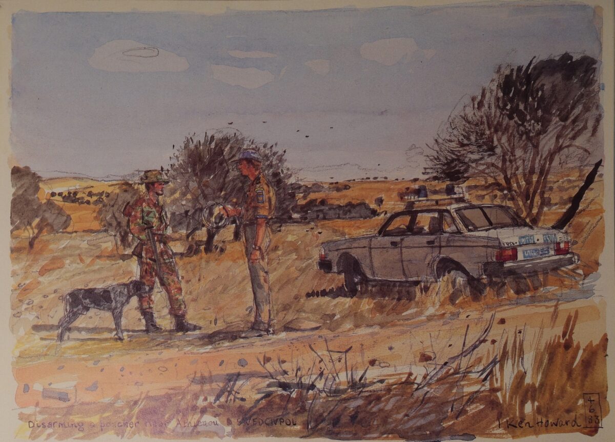 Royal Anglian Regiment Soldiers in Cyprus Sketch Book by Ken Howard