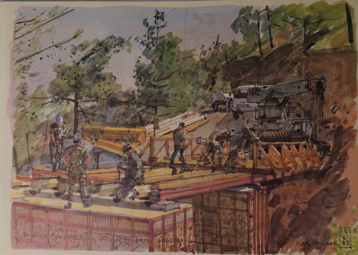 Royal Anglian Regiment Soldiers in Cyprus Sketch Book by Ken Howard
