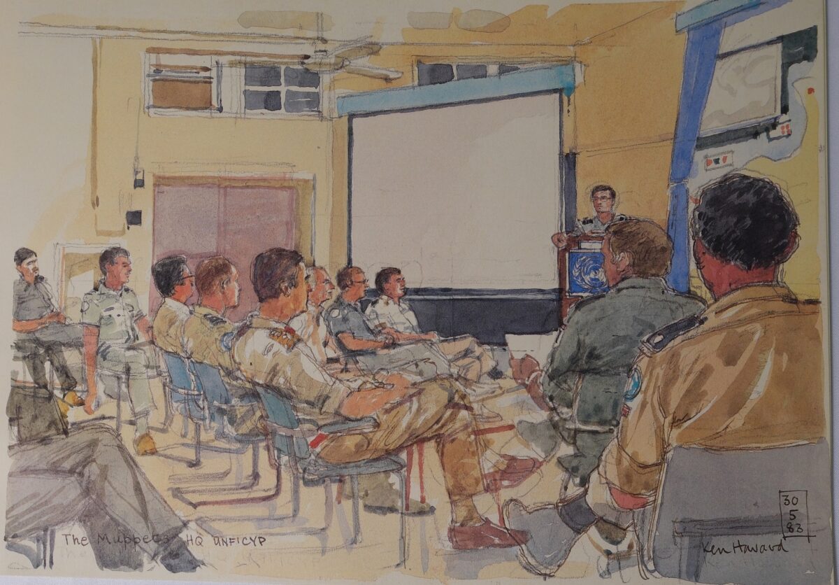 Royal Anglian Regiment Soldiers in Cyprus Sketch Book by Ken Howard