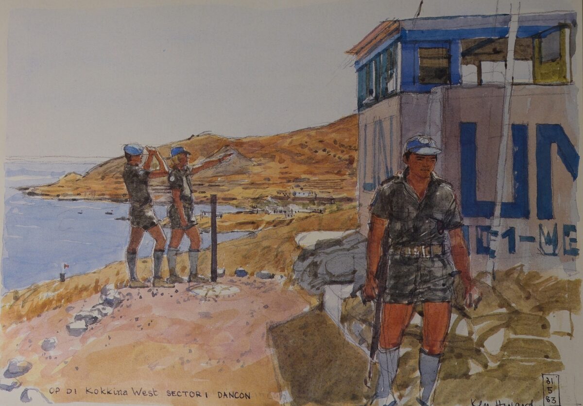 Royal Anglian Regiment Soldiers in Cyprus Sketch Book by Ken Howard